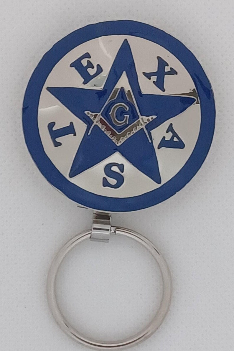 Master Mason Blue Lodge Keychain - Texas Silver & Blue Star - Bricks Masons