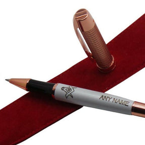 Master Mason Blue Lodge Pen - 18k Rose Gold Initials Engraving