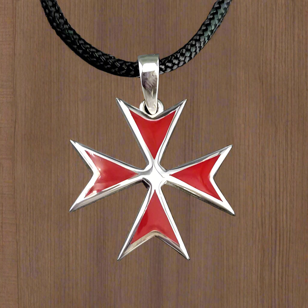 Order Of Malta Necklace - Red Templar cross-Templar necklace