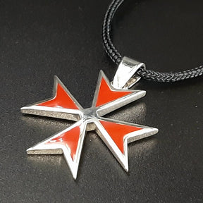 Order Of Malta Necklace - Templar Red Cross With Chain or Cord- Large size cross