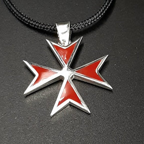 Order Of Malta Necklace - Red Templar cross-Templar necklace