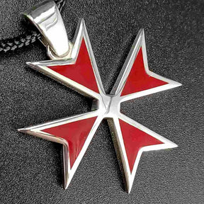 Order Of Malta Necklace - Templar Red Cross With Chain or Cord- Large size cross