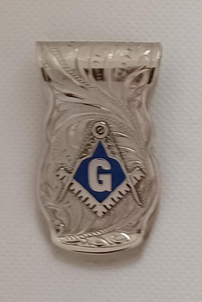 Master Mason Blue Lodge Money Clip - Silver & Blue Nickel Square & Compass G