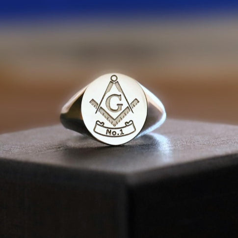 Master Mason Blue Lodge Ring - White Gold 10k Gold 14k
