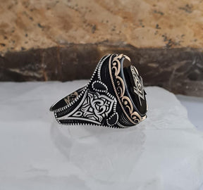 Master Mason Blue Lodge Ring - Sterling Silver Black Onyx - Bricks Masons