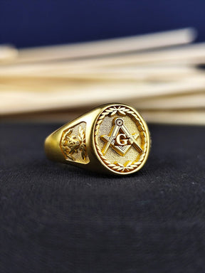 Master Mason Blue Lodge Ring - Square & Compass G Engraving Options - Bricks Masons