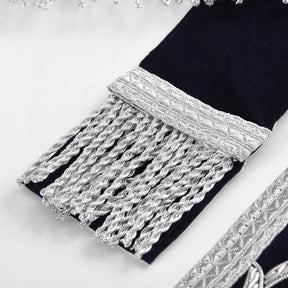 Junior Steward Blue Lodge Officer Apron - Dark Blue With Silver Hand Embroidery Bullion - Bricks Masons