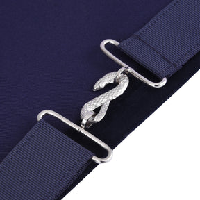 Junior Steward Blue Lodge Officer Apron - Kenton Lodge Navy Velvet With Silver Embroidery Thread - Bricks Masons