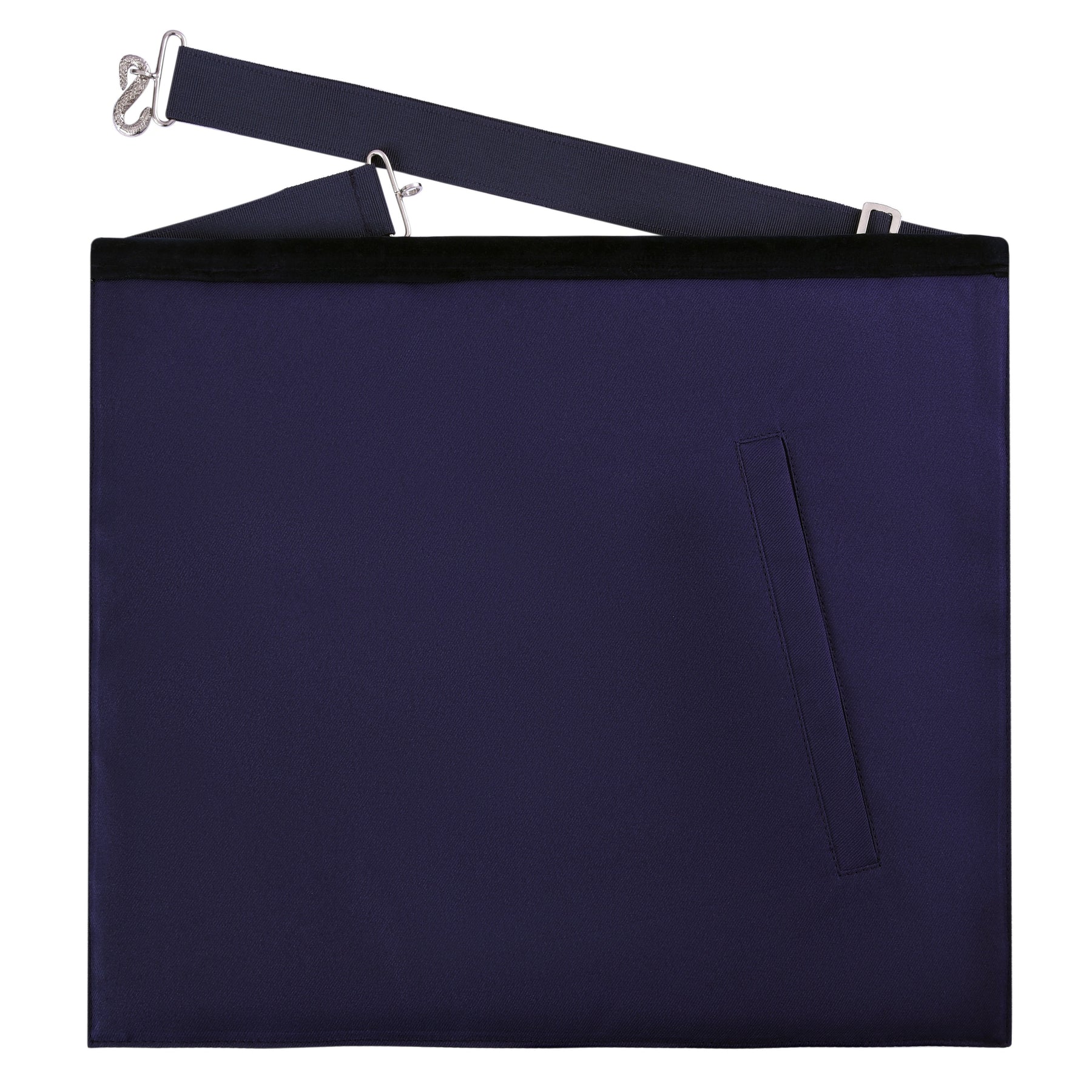 Junior Steward Blue Lodge Officer Apron - Kenton Lodge Navy Velvet With Silver Embroidery Thread - Bricks Masons