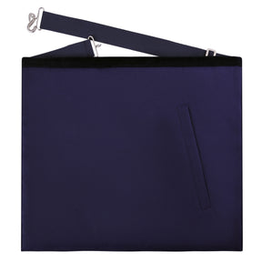 Junior Steward Blue Lodge Officer Apron - Kenton Lodge Navy Velvet With Silver Embroidery Thread - Bricks Masons