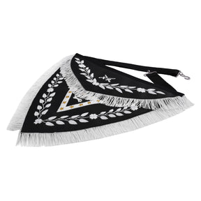 Knights Templar Apron - Triangular Black Velvet Hand Embroidery With Silver Tassels - Bricks Masons