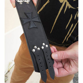 Knights Templar Bracelet - Medieval Armor Cuffs Leather (Black & Brown) - Bricks Masons