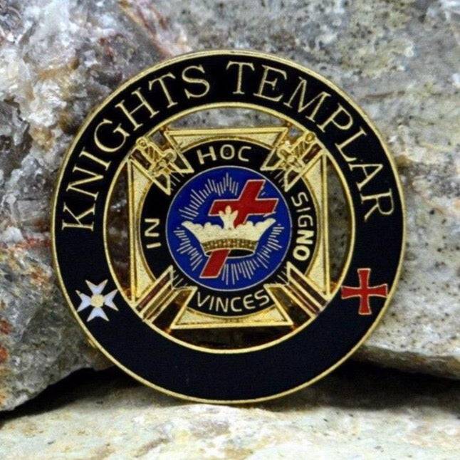 Knights Templar Lapel Pin - Black & Gold - Bricks Masons