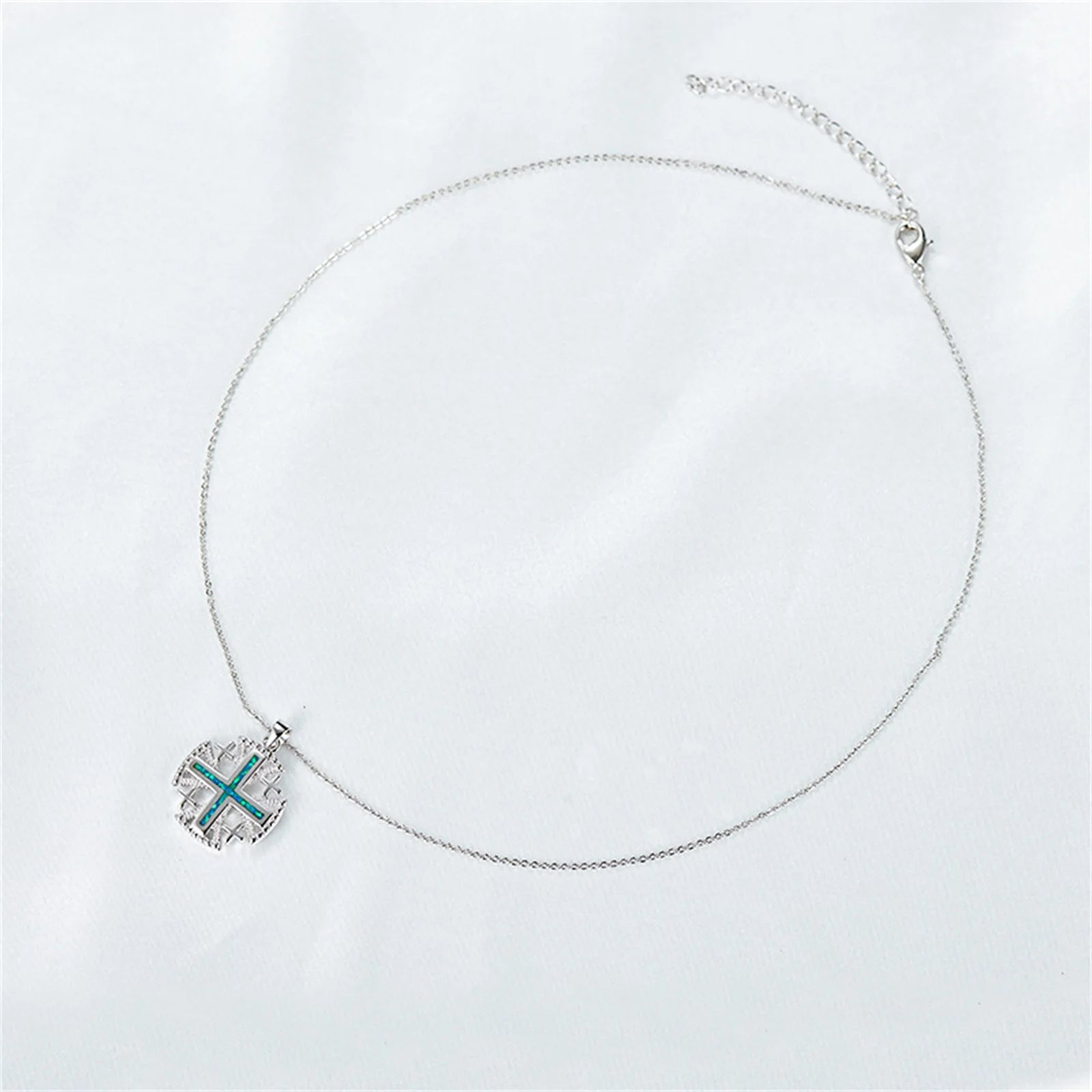 Knights Templar Commandery Necklace - Jerusalem Cross Green Opal Sterling Silver - Bricks Masons