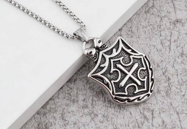 Knights Templar Necklace - Medieval Cross Shield - Bricks Masons