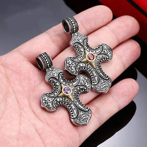 Knights Templar Necklace - Silver Konstantine Cross - Bricks Masons
