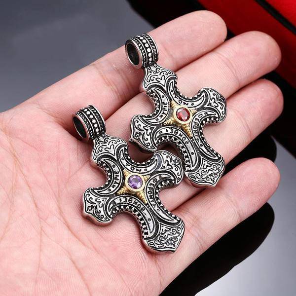 Knights Templar Necklace - Silver Konstantine Cross - Bricks Masons
