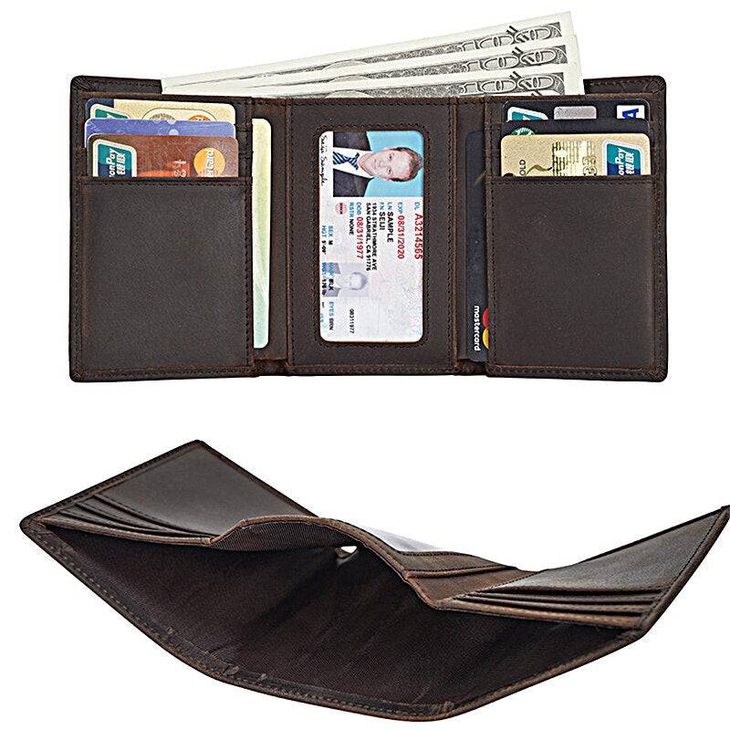 Knights Templar Wallet - Genuine Leather Crusaders & Credit Card Holder Dark Brown - Bricks Masons
