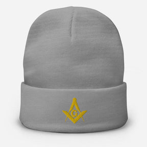 Master Mason Blue Lodge Beanie - Square and Compass G Golden Embroidery