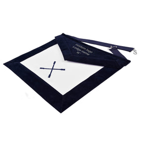 Marshal Blue Lodge Officer Apron -  Navy Velvet With Silver Embroidery Thread - Bricks Masons