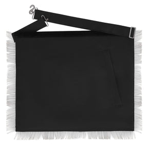Master Mason Blue Lodge Apron - Black Velvet With Silver Machine Embroidery - Bricks Masons
