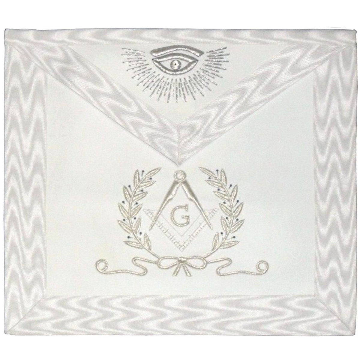 Master Mason Blue Lodge Apron - White Hand Embroidered - Bricks Masons
