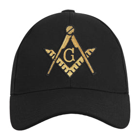 Master Mason Blue Lodge Baseball Cap - Black Elastic Stretch Band - Bricks Masons