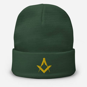 Master Mason Blue Lodge Beanie - Square and Compass Golden Embroidery - Bricks Masons