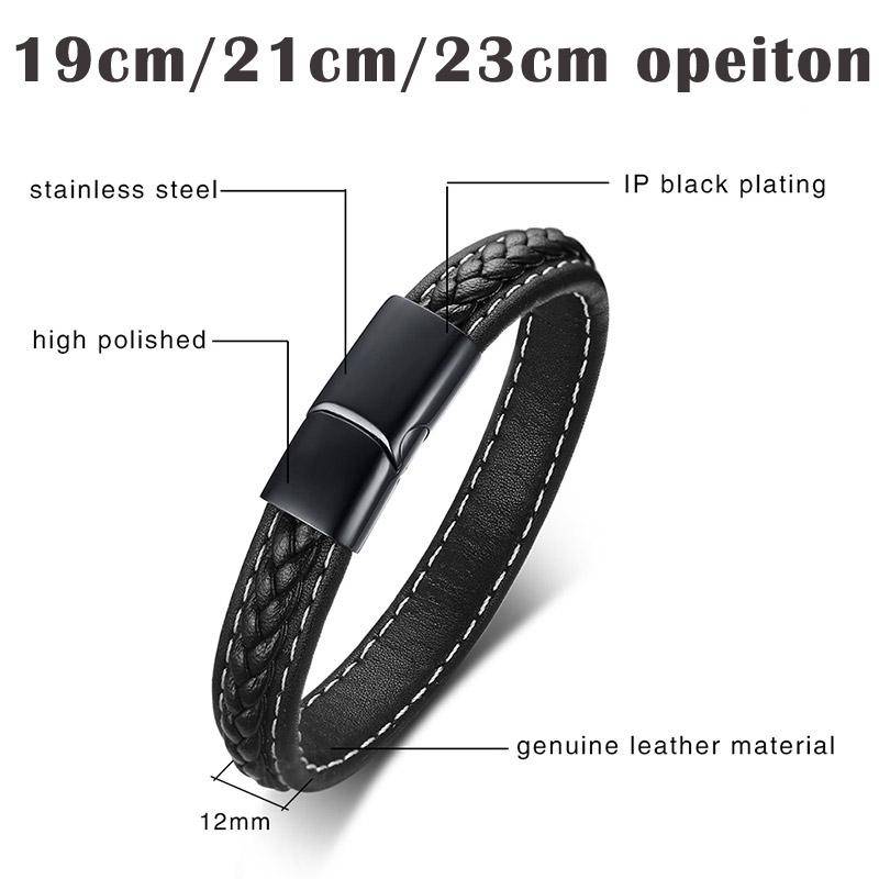 Master Mason Blue Lodge Bracelet - Black Stainless Steel & Leather - Bricks Masons