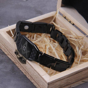 Master Mason Blue Lodge Bracelet - Compass And Square G Carbon Fiber Magnetic Men - Bricks Masons