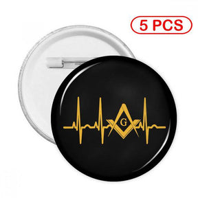 Master Mason Blue Lodge Brooch - Square and Compass G Heartbeat - Bricks Masons