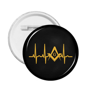 Master Mason Blue Lodge Brooch - Square and Compass G Heartbeat - Bricks Masons
