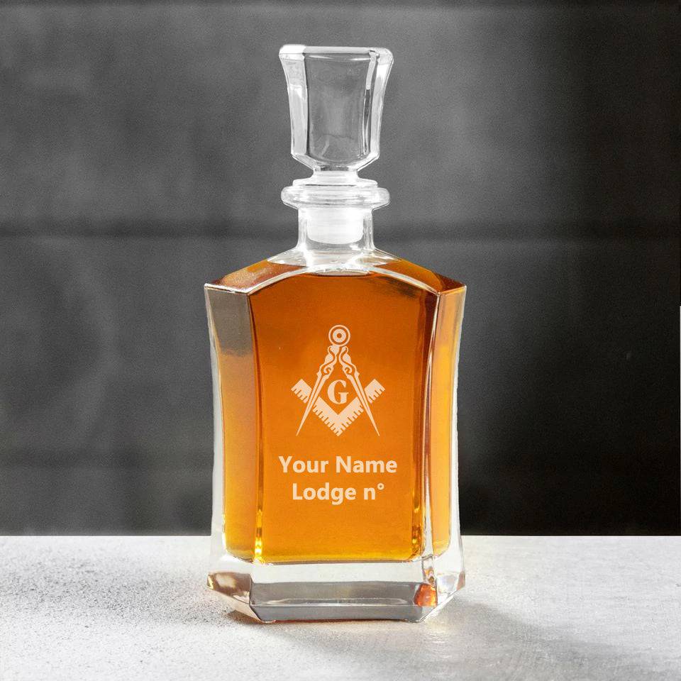 Master Mason Blue Lodge Decanter - 23 oz. Whiskey Glass - Bricks Masons