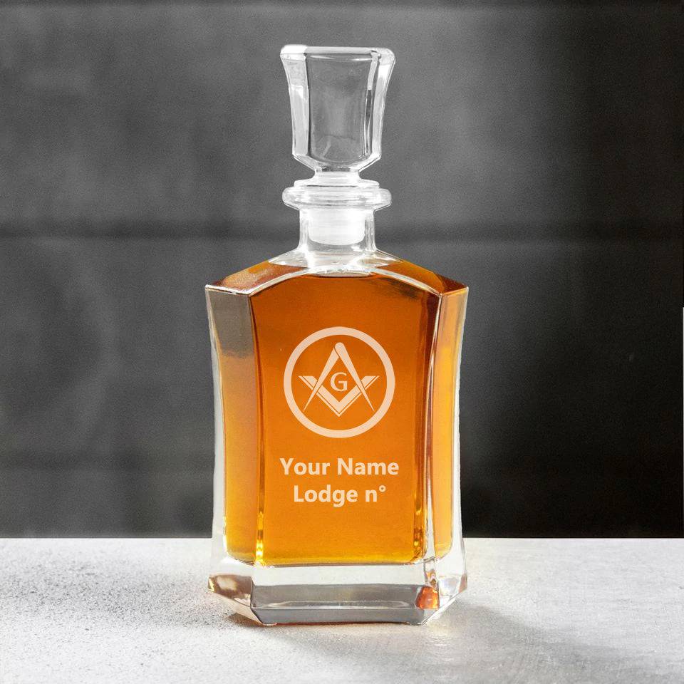 Master Mason Blue Lodge Decanter - 23 oz. Whiskey Glass - Bricks Masons