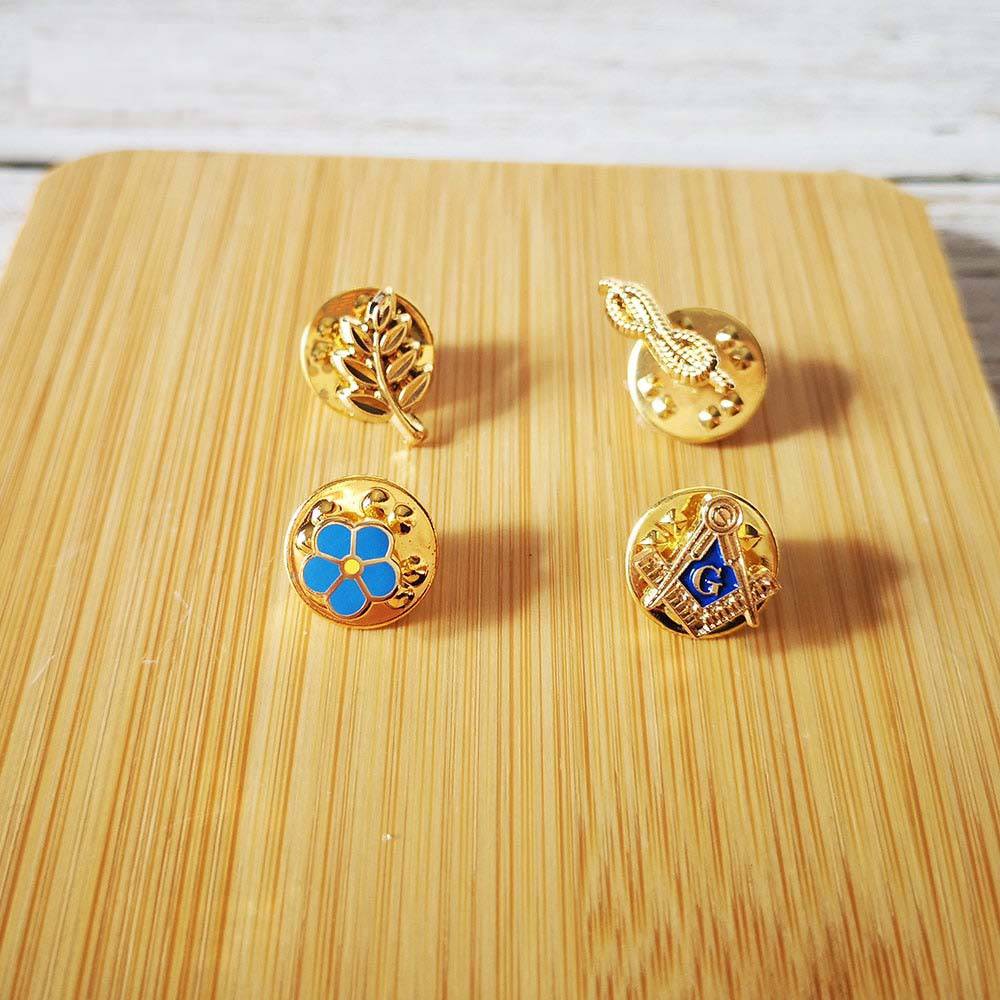 Master Mason Blue Lodge Lapel Pin - Various Appendants Gold plating - Bricks Masons