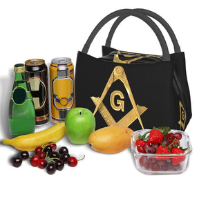 Master Mason Blue Lodge Lunch Bag - Square and Compass G Thermal Insulated [Multiple Variants] - Bricks Masons