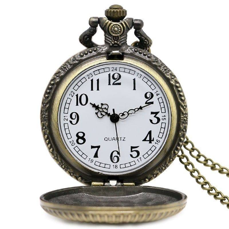 Master Mason Blue Lodge Pocket Watch - Antique Square and Compass G Bronze Quartz - Bricks Masons