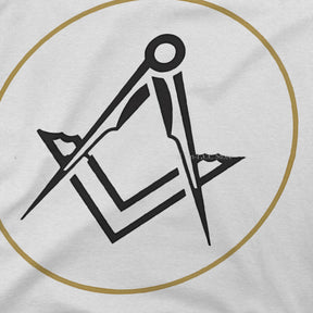 Master Mason Blue Lodge T-Shirt -  Polyester Gold Square Compass - Bricks Masons