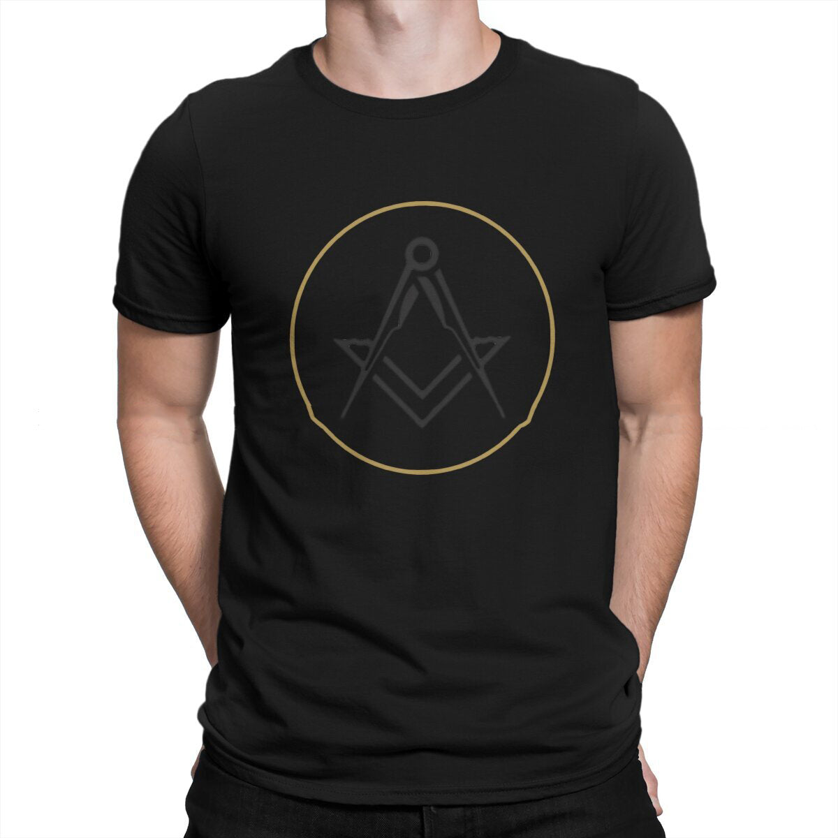 Master Mason Blue Lodge T-Shirt -  Polyester Gold Square Compass - Bricks Masons