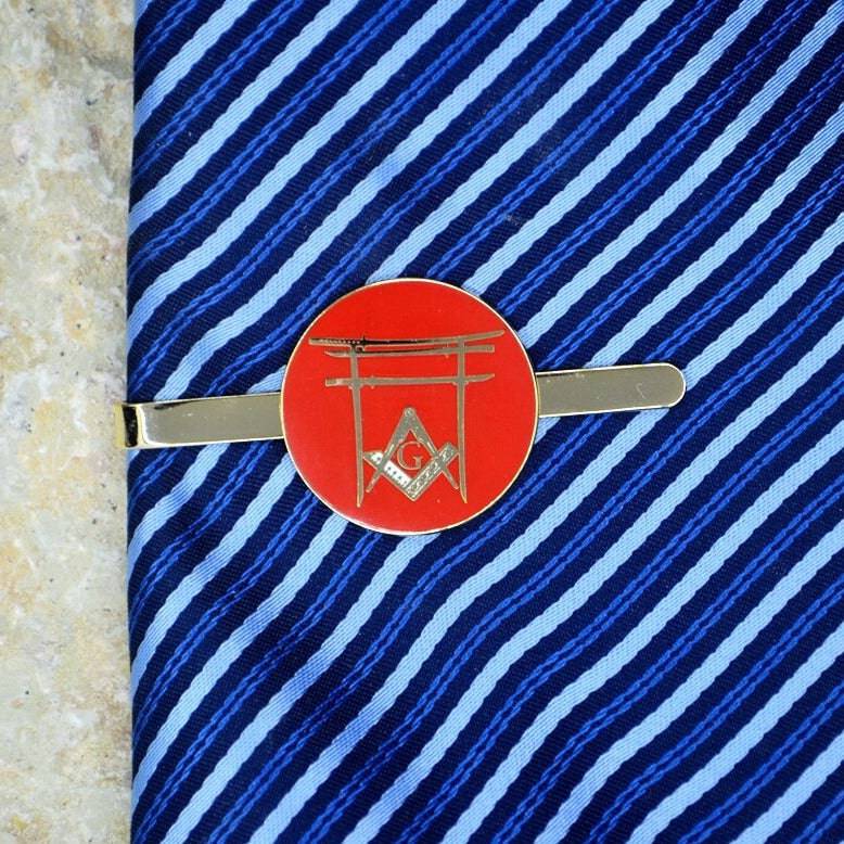 Master Mason Blue Lodge Tie Bar - Japan Shrine Torii SAGAMIHARA - Bricks Masons