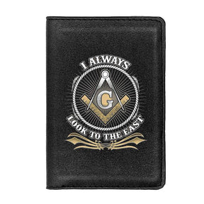Master Mason Blue Lodge Wallet - I Always Look To The East PU Leather Black/Brown - Bricks Masons