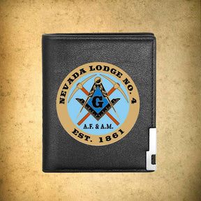 Master Mason Blue Lodge Wallet - Nevada Lodge No.4 Black & Brown - Bricks Masons