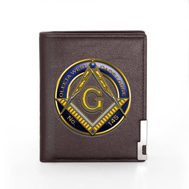 Master Mason Blue Lodge Wallet - Oleeta West Dade Lodge NO 145 Black & Brown - Bricks Masons