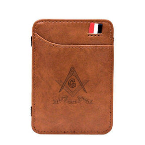 Master Mason Blue Lodge Wallet - With Credit Card Holder Brown/black - Bricks Masons