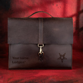 OES Briefcase - Genuine Cow Leather Convertible Bag - Bricks Masons