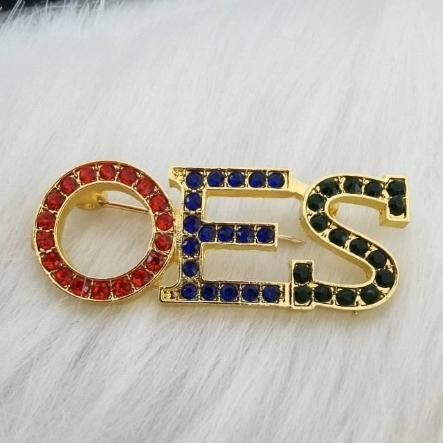 OES Brooch - Pearl Rhinestone - Bricks Masons