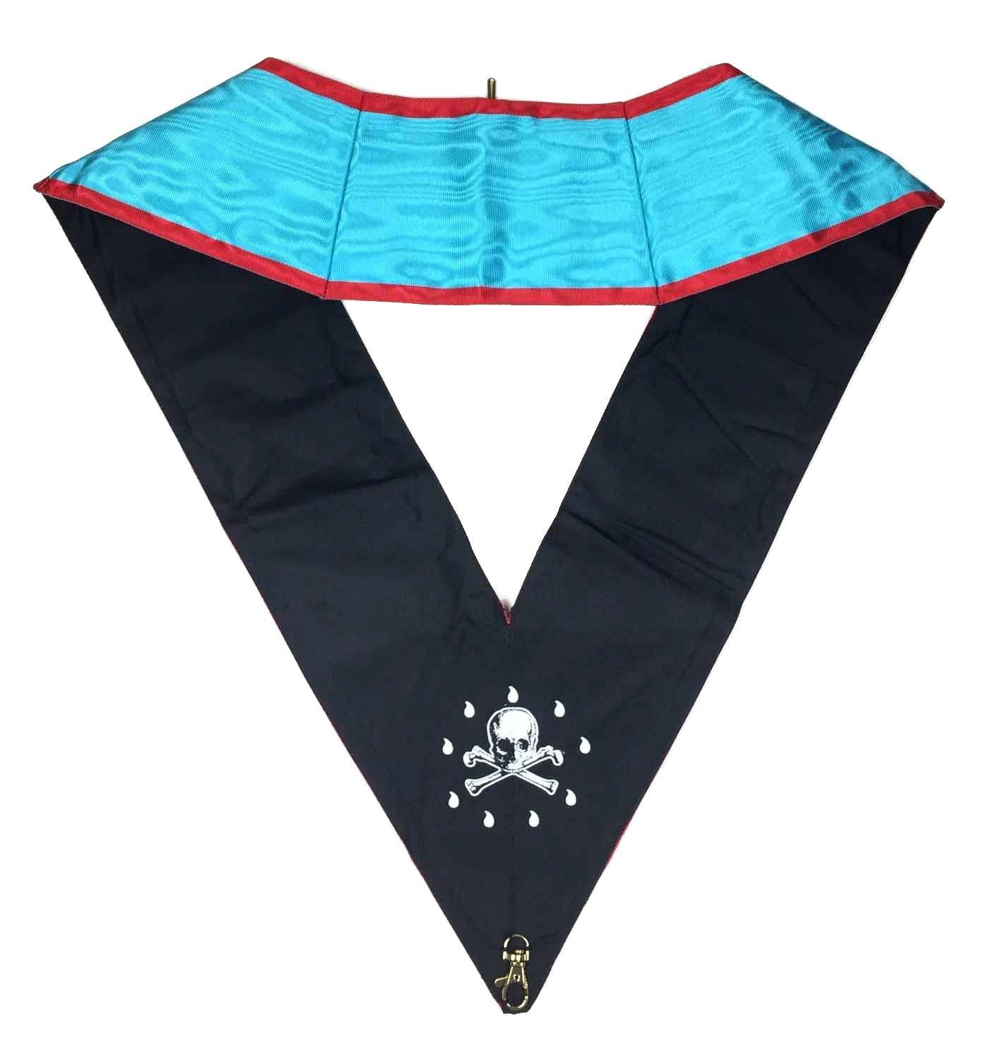 Officers Memphis Misraim French Regulation Officer Collar Set - Turquoise Machine Embroidery - Bricks Masons