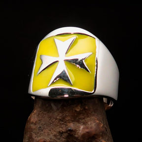 Order of Malta Ring - Yellow Cross Sterling Silver - Bricks Masons