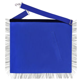 Past Master Blue Lodge Apron - Gold Bullion Emblem With Silver Braid Fringe - Bricks Masons