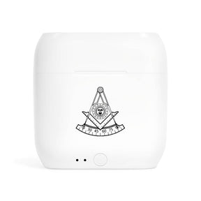 Past Master Blue Lodge Earbud - Black & White - Bricks Masons
